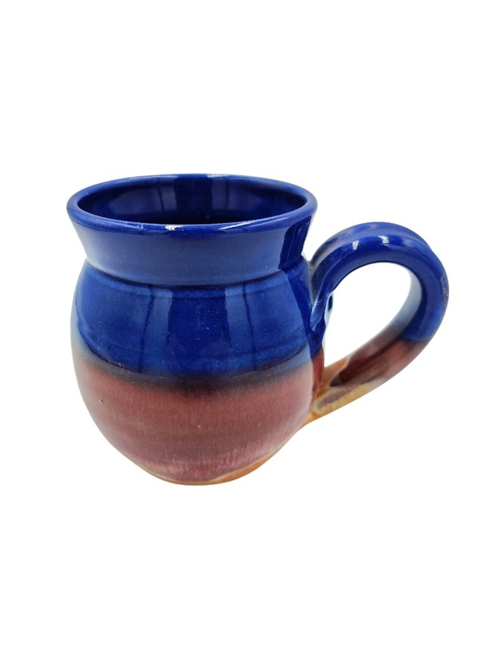 Handmade Drip Glaze Mug Blue Brown Signed Artisan Coffee Cup Desert Blue